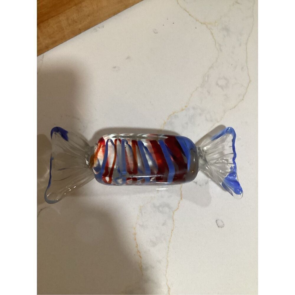 Italian Hand Blown Murano Candy Wrapper Paperweight 1970s Art Glass